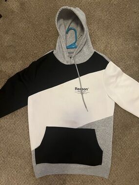 Reason Men's Colorblock Crewneck Hoodie - Gray/Black/White